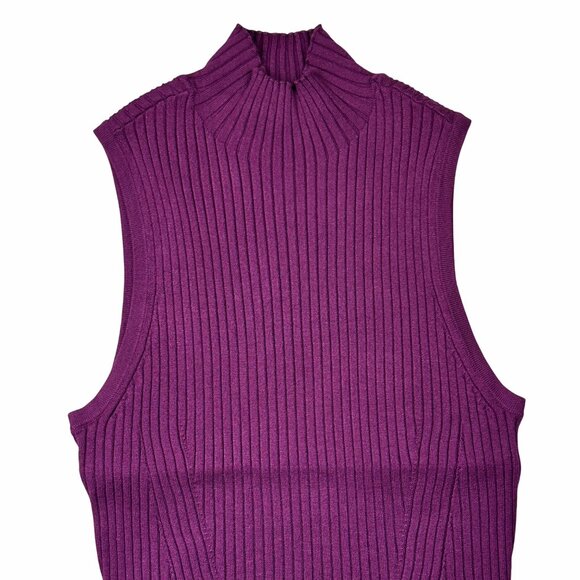 Madewell Ribbed Mock‑Neck Sweater Tank–XS Wine Minimalist Office Versatile NWT - Picture 3 of 9